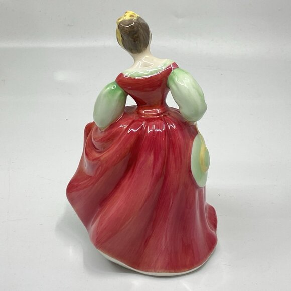 1966 Royal Doulton HN 2434 Fair Maiden Bone China Figurine Red Dress England - Picture 3 of 8